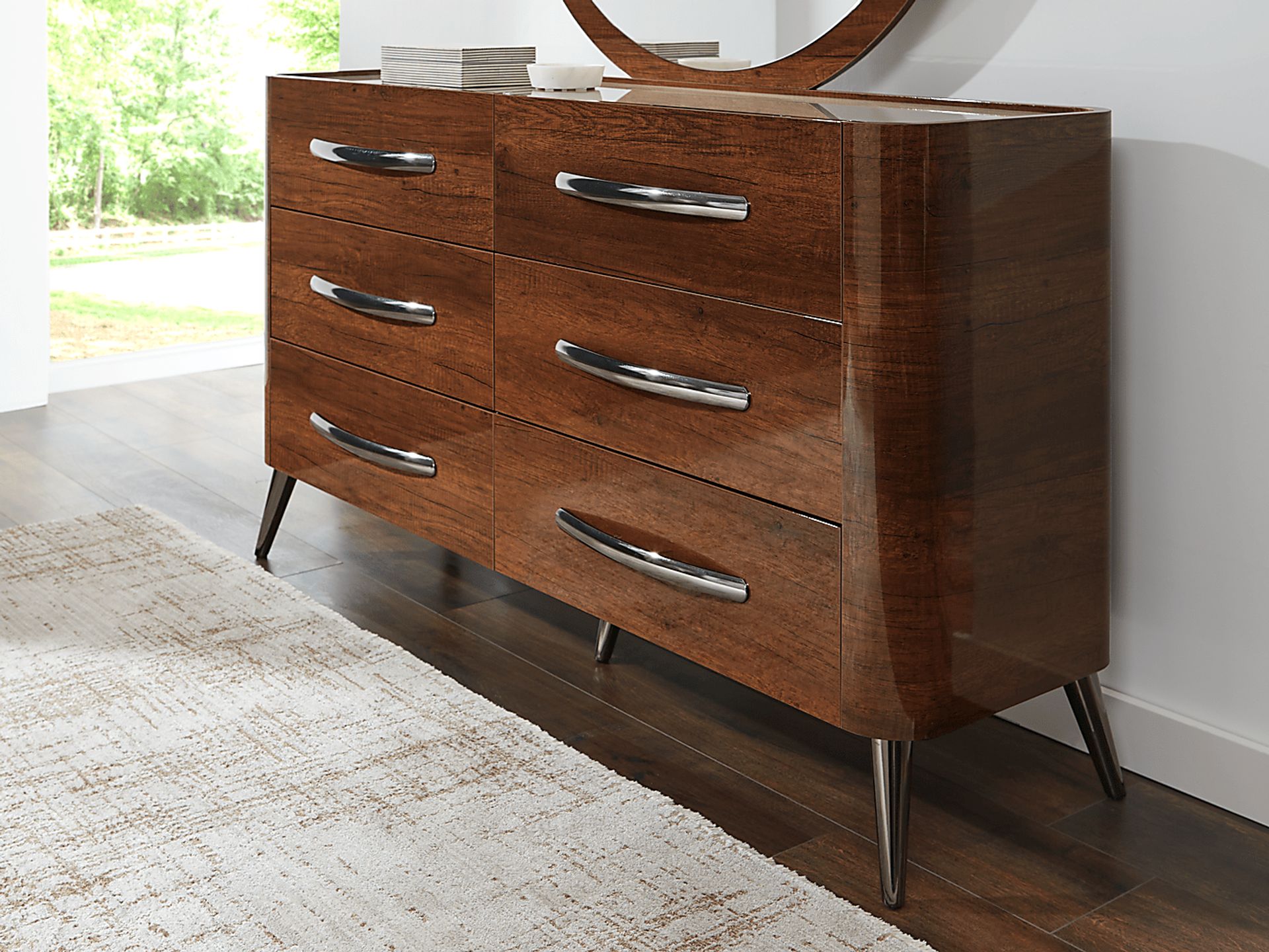 Jenner Walnut 7 Pc Queen Upholstered Bedroom - Image 4