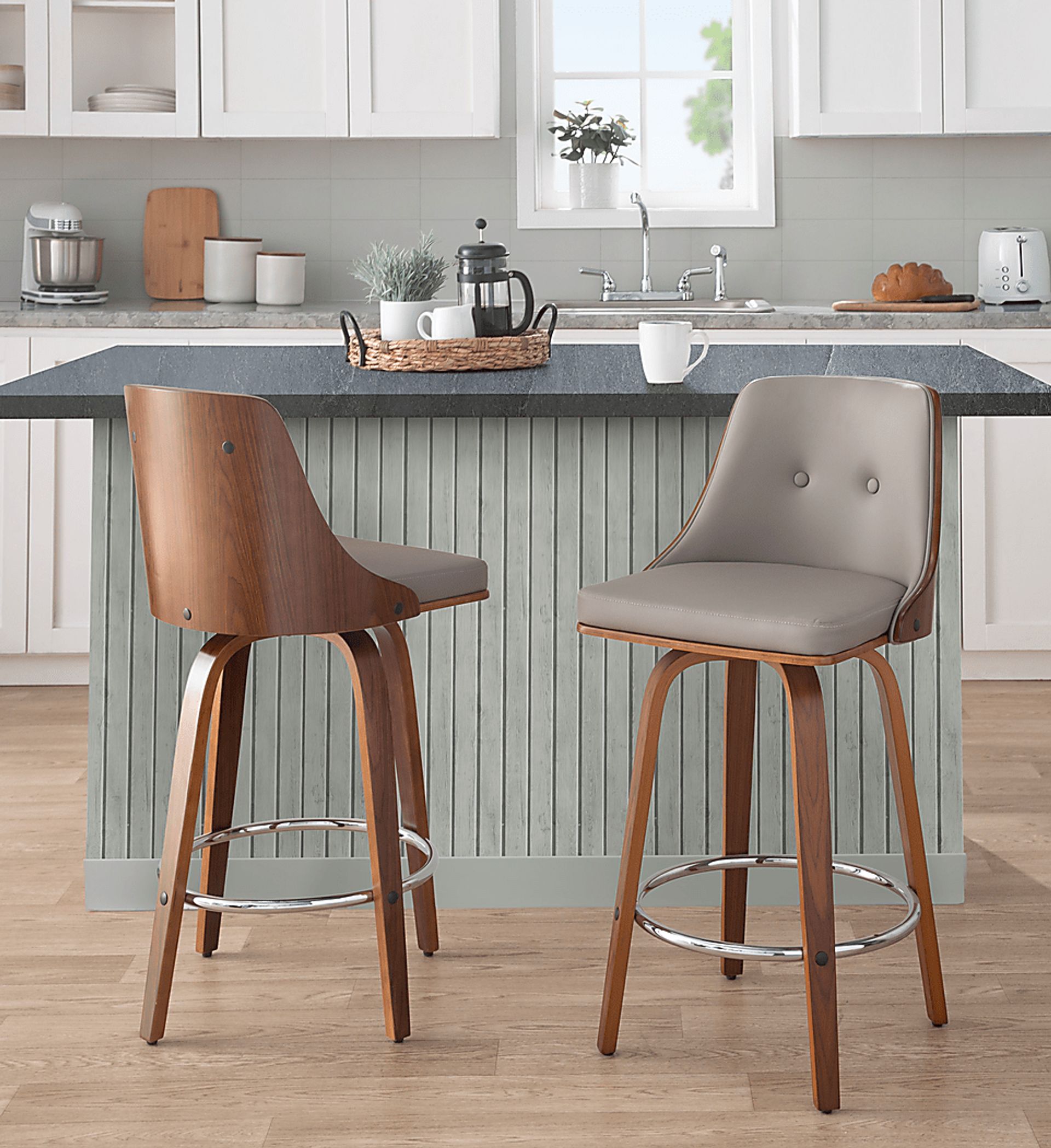 Jessaminnes I Gray Swivel Counter Height Stool, Set of 2 - Image 2