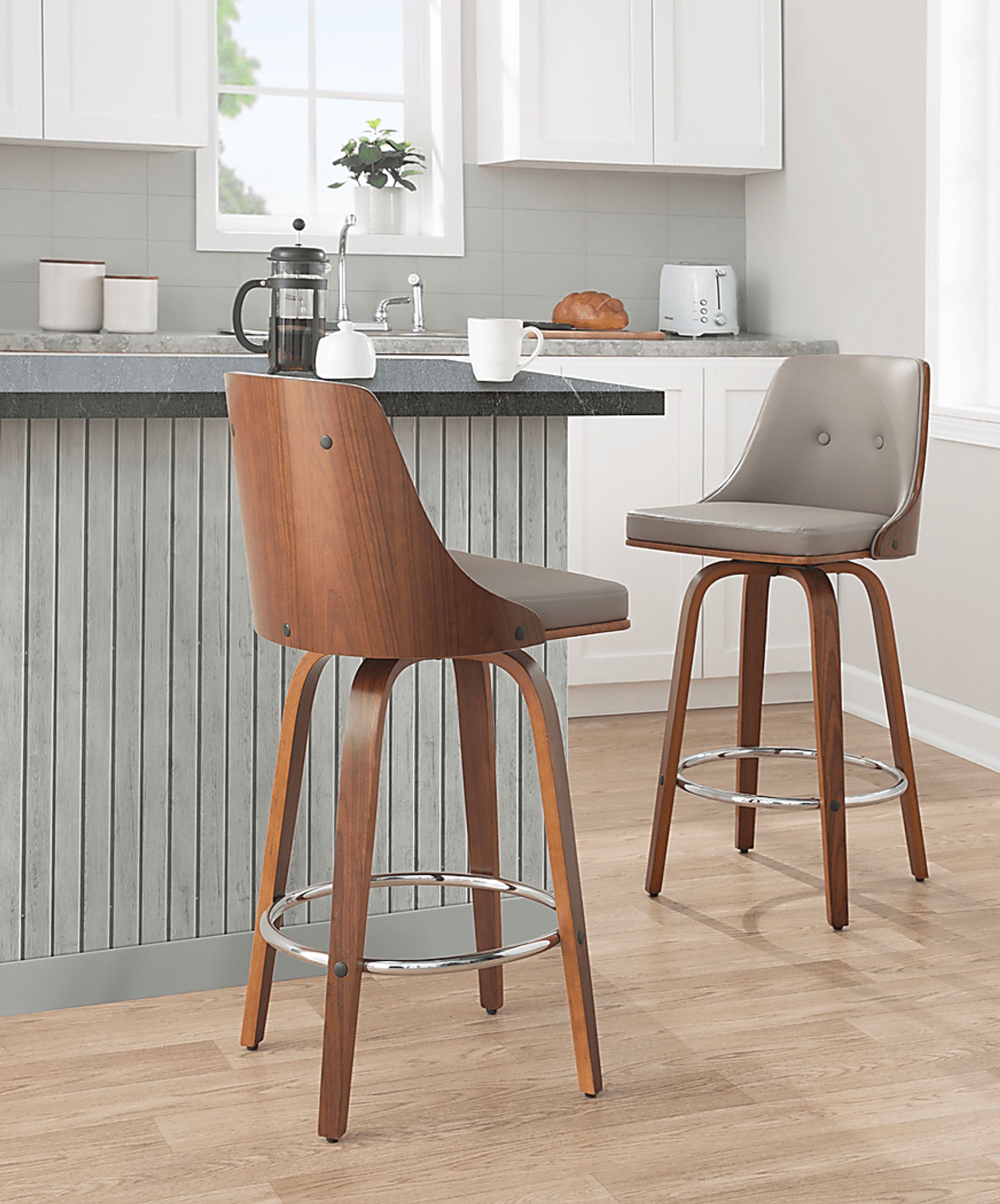 Jessaminnes I Gray Swivel Counter Height Stool, Set of 2 - Image 3