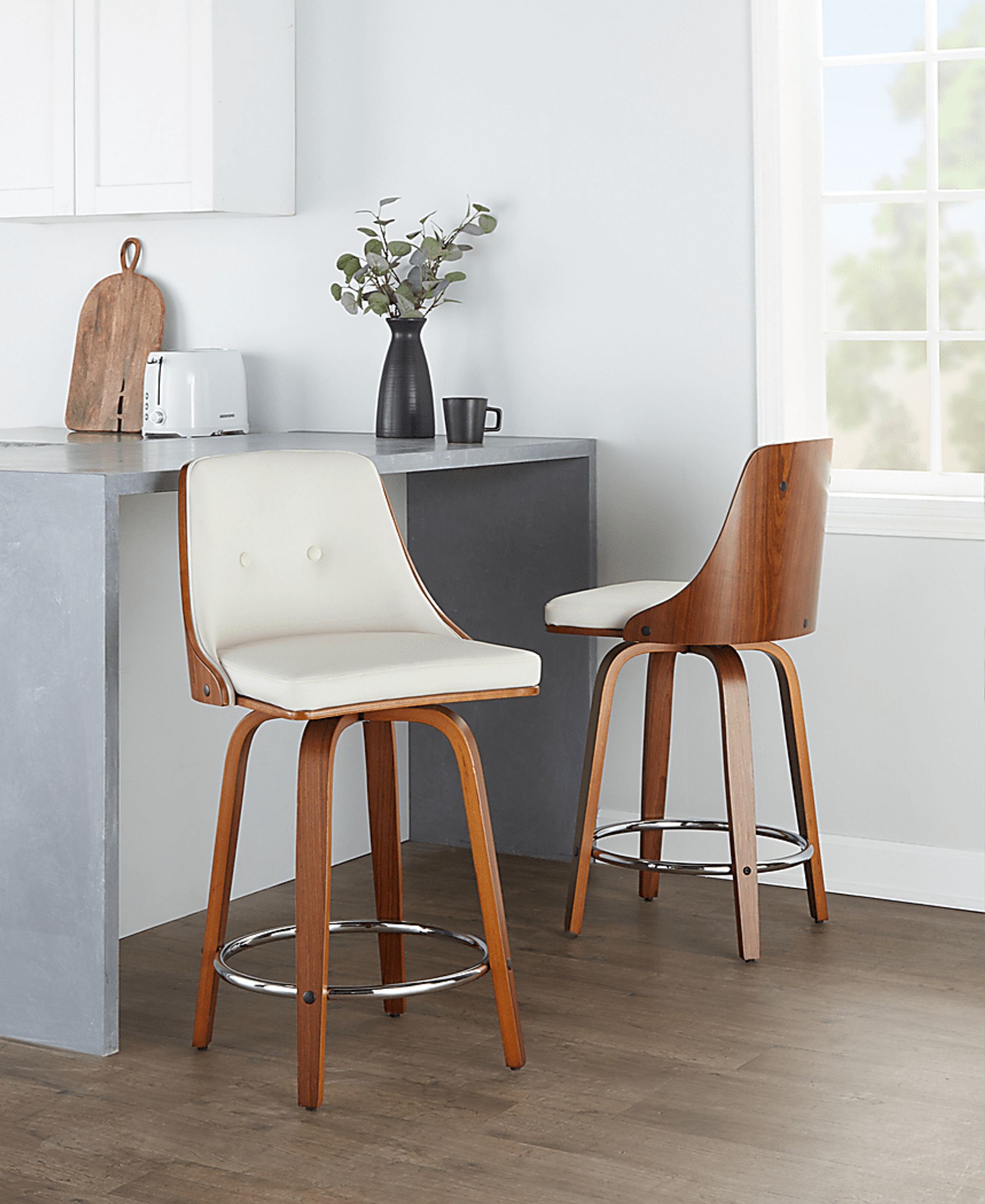 Jessaminnes I White Swivel Counter Height Stool, Set of 2 - Image 2