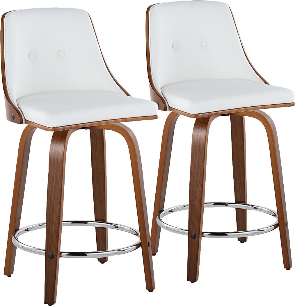 Jessaminnes I White Swivel Counter Height Stool, Set of 2