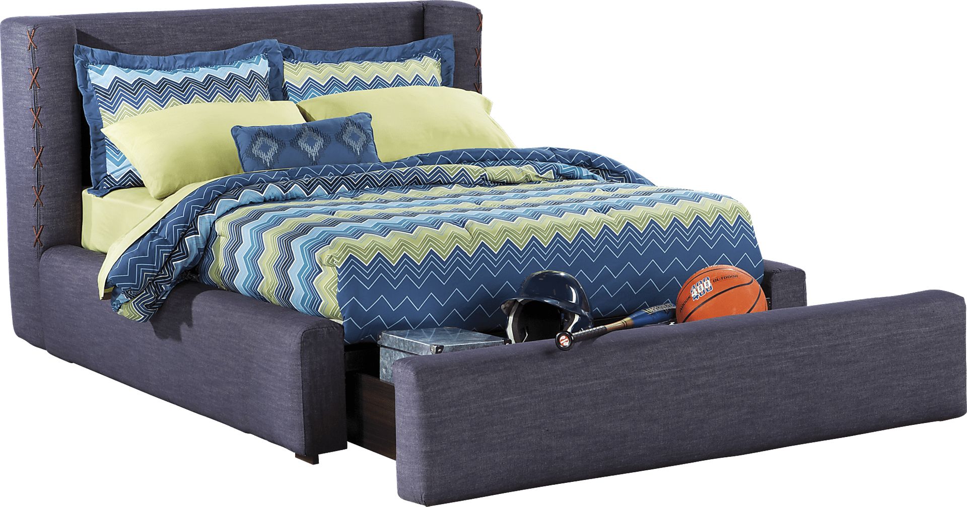 Jessie Blue Denim 5 Pc Full Storage Bed - Image 1