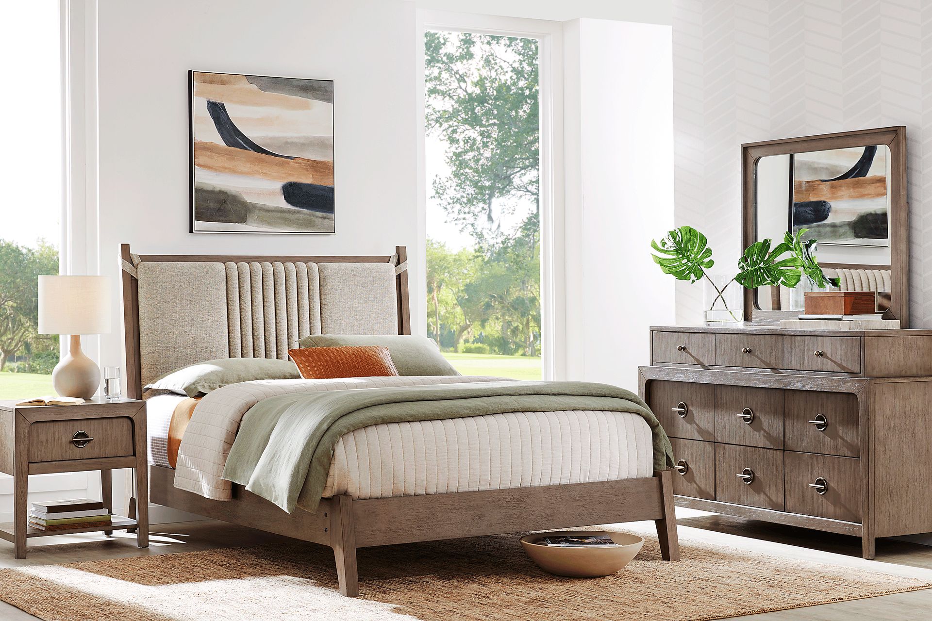 Jetty Beach Gray 5 Pc King Upholstered Bedroom - Image 1