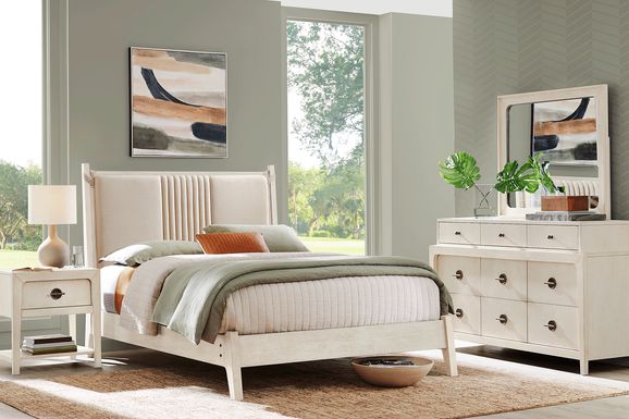 Jetty Beach White 7 Pc Queen Upholstered Bedroom