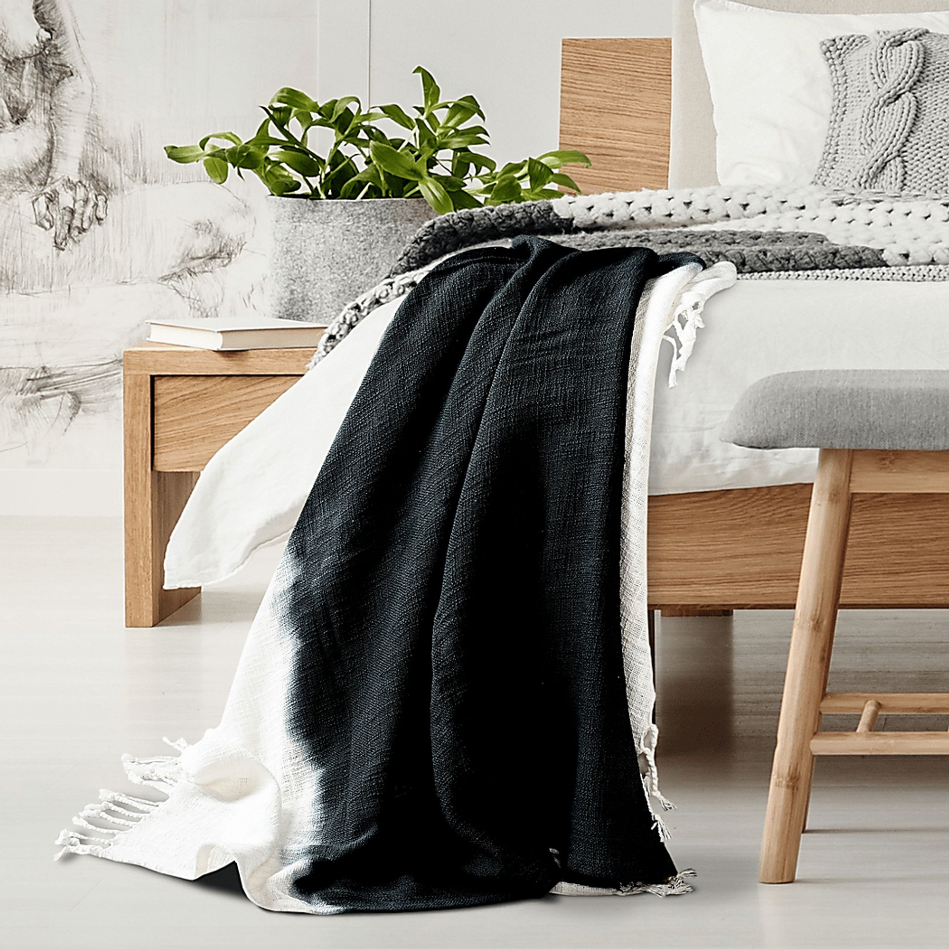 Jewel Row Black Throw Blanket - Image 2