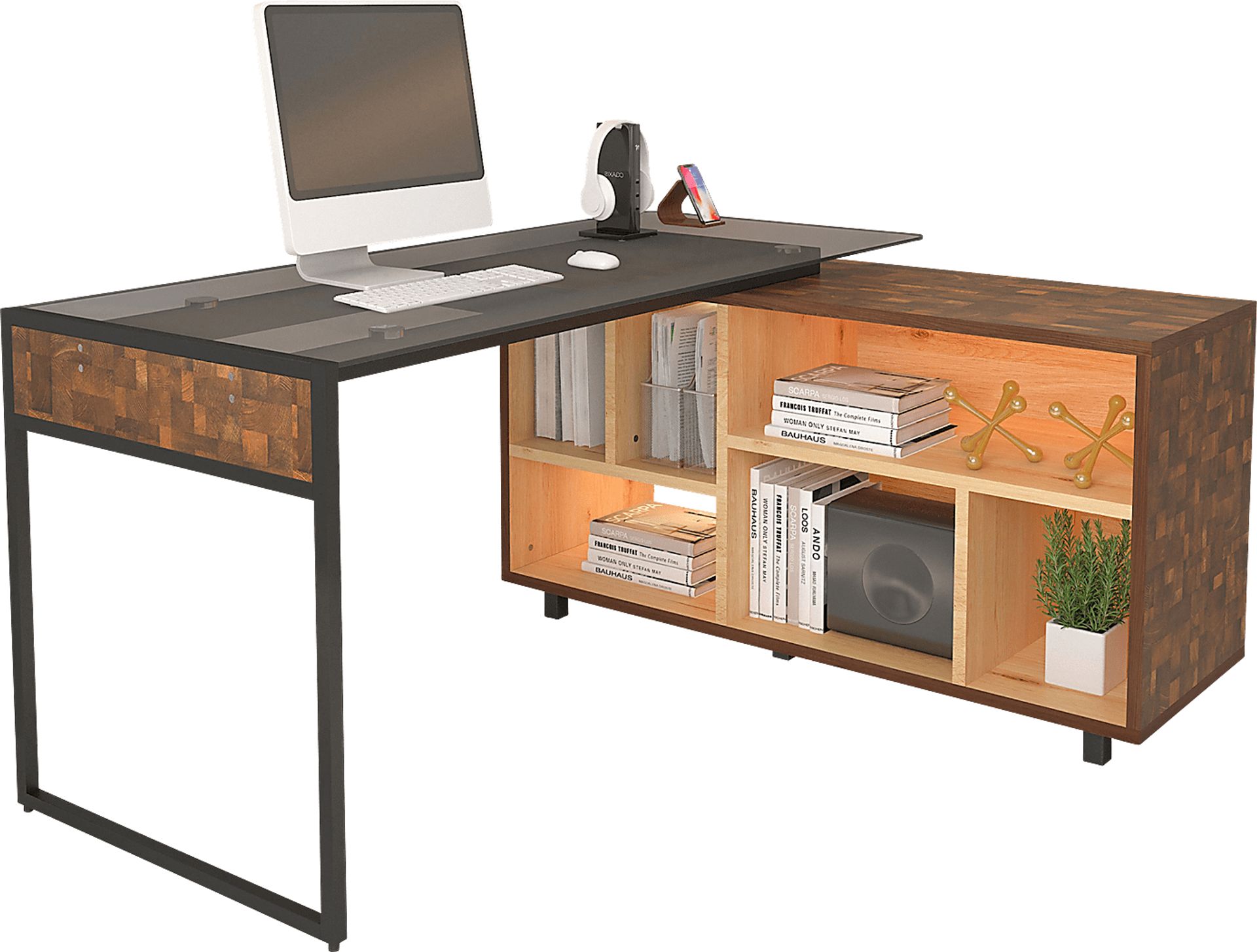 Jibale Brown L-Shaped Desk - Image 1
