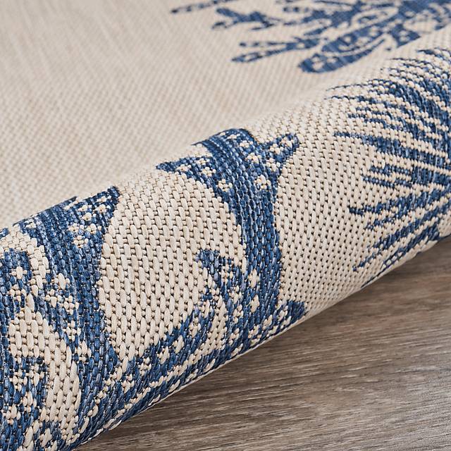 Jidama White/Blue 7'6 x 9'5 Indoor/Outdoor Rug - Thumbnail - Image 6