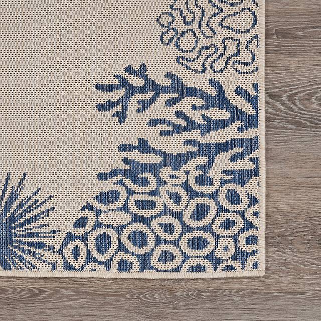 Jidama White/Blue 7'6 x 9'5 Indoor/Outdoor Rug - Thumbnail - Image 7