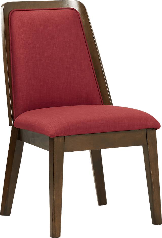 Delmon Walnut 5 Pc Oval Dining Set with Burgundy Chairs - Thumbnail - Image 3