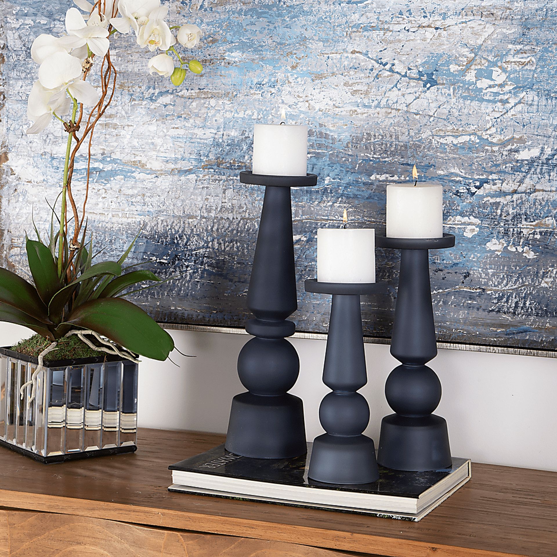 Jionna Blue Candle Holder, Set of 3 - Image 3