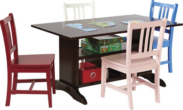 Jo Jo Espresso Table and 2 Pink Chairs Set - Thumbnail - Image 1