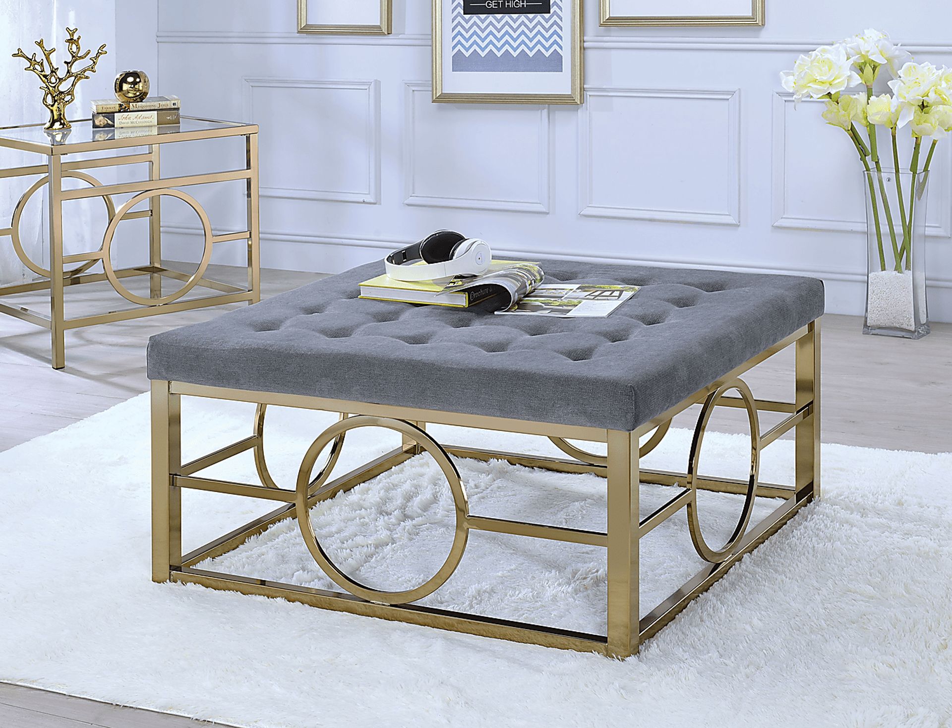 Joneswalk Gray Cocktail Ottoman - Image 2