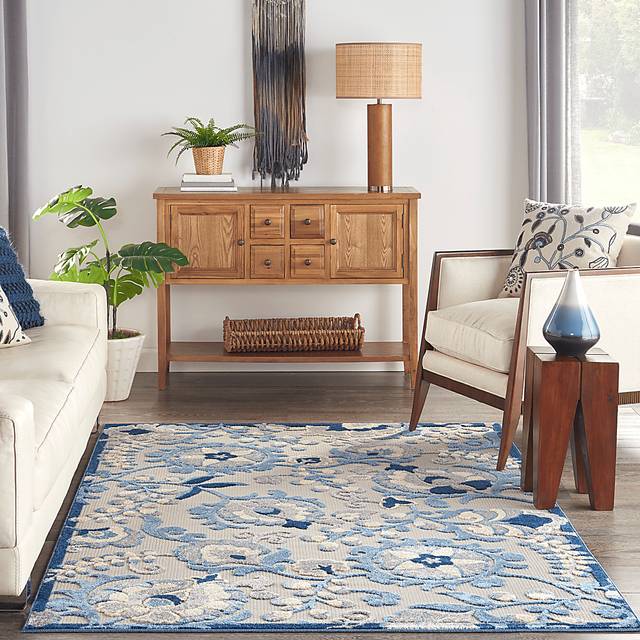 Jordonia Blue/Gray 5'3 x 7'5 Indoor/Outdoor Rug - Thumbnail - Image 4