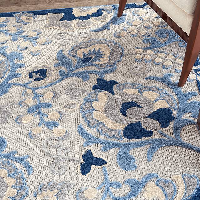 Jordonia Blue/Gray 5'3 x 7'5 Indoor/Outdoor Rug - Thumbnail - Image 5