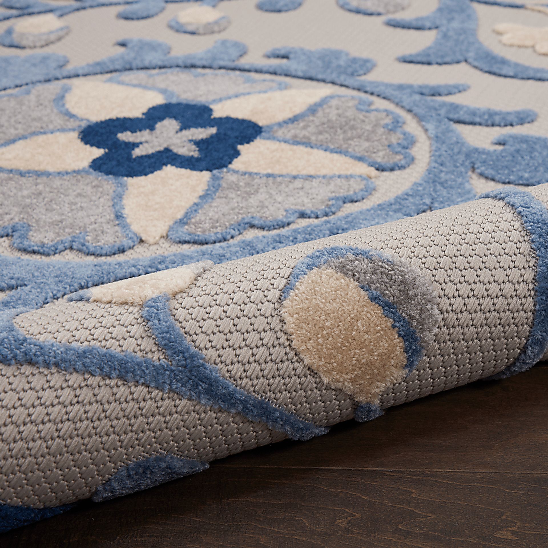 Jordonia Blue/Gray 5'3 x 7'5 Indoor/Outdoor Rug - Image 9