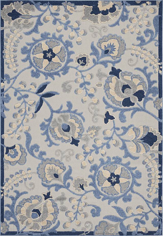 Jordonia Blue/Gray 5'3 x 7'5 Indoor/Outdoor Rug - Thumbnail - Image 1