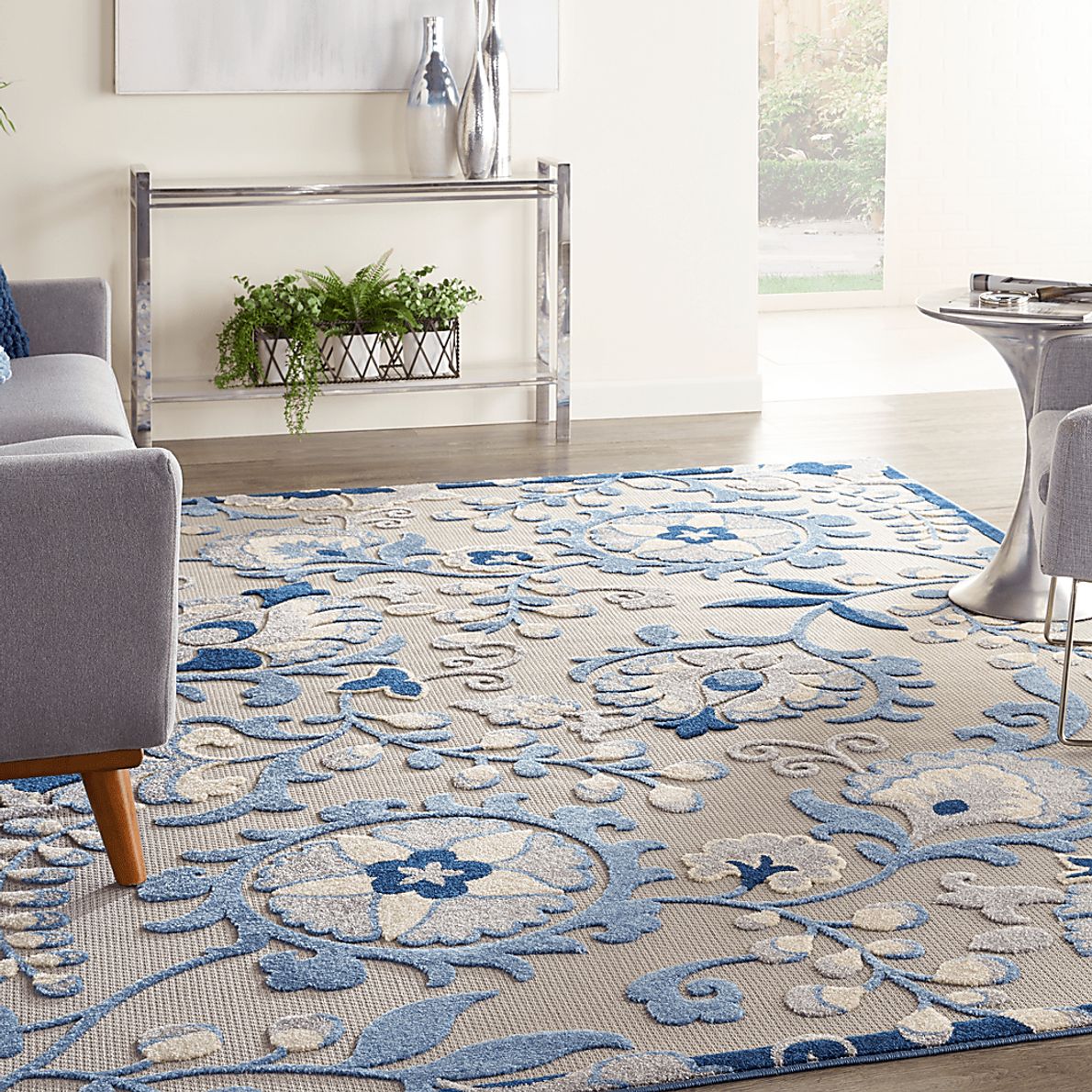 Jordonia Blue/Gray 7'10 x 10'6 Indoor/Outdoor Rug