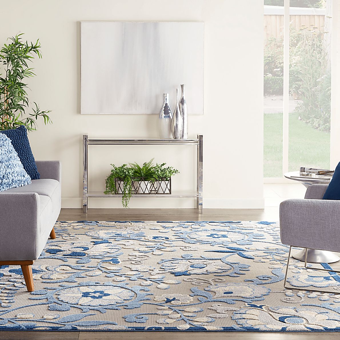 Jordonia Blue/Gray 7'10 x 10'6 Indoor/Outdoor Rug