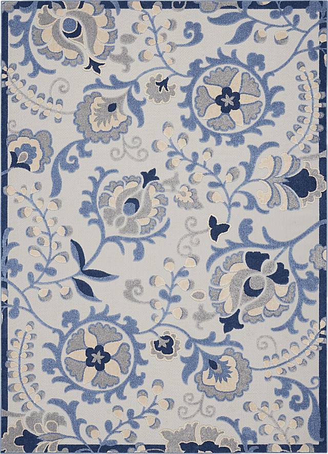 Jordonia Blue/Gray 7'10 x 10'6 Indoor/Outdoor Rug - Thumbnail - Image 1