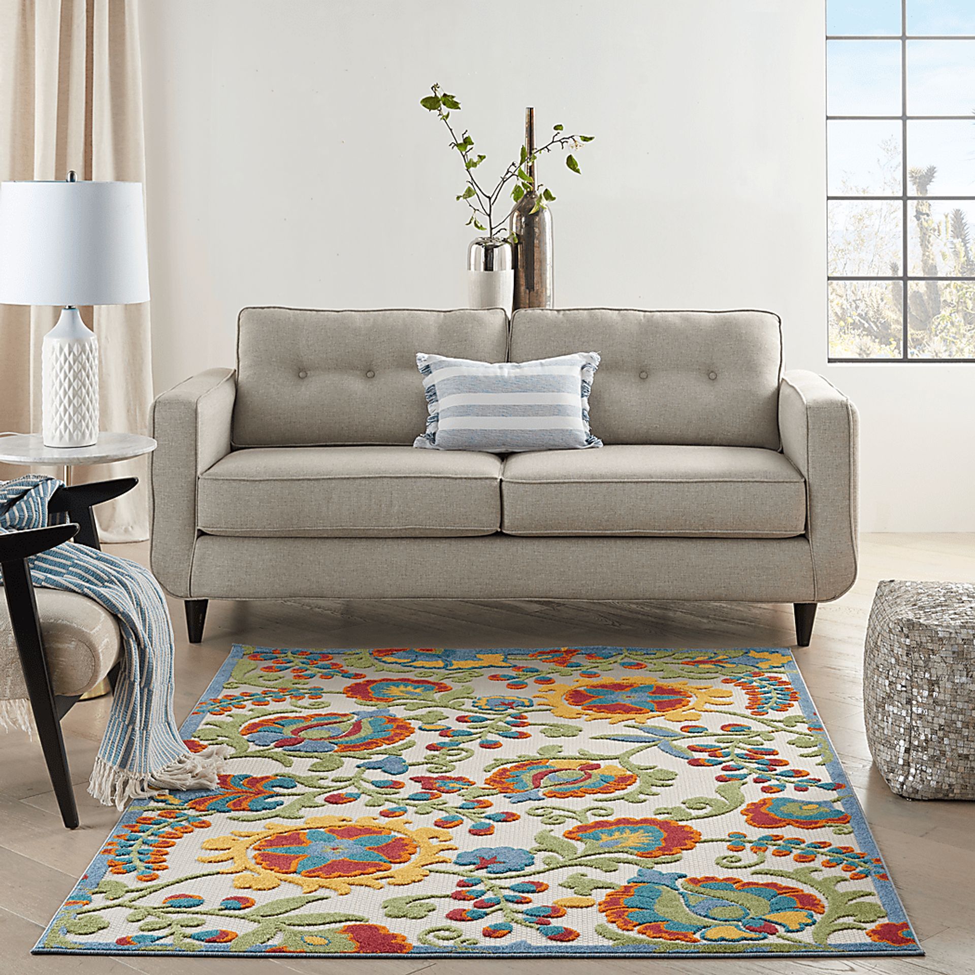 Jordonia Ivory/Multi 5'3 x 7'5 Indoor/Outdoor Rug - Image 3