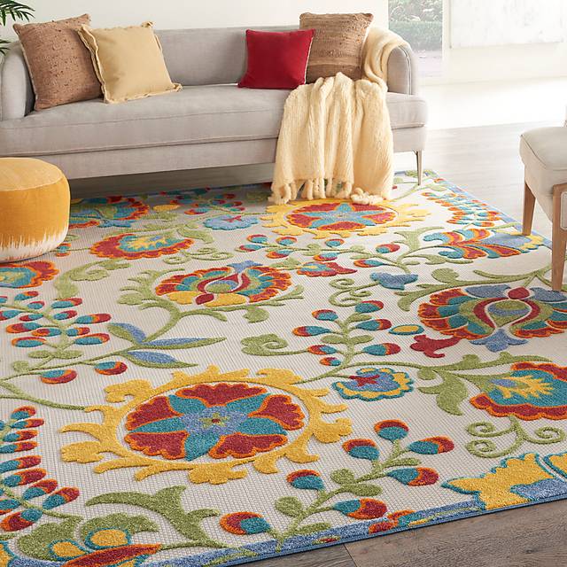 Jordonia Ivory/Multi 7'10 x 10'6 Indoor/Outdoor Rug - Thumbnail - Image 4