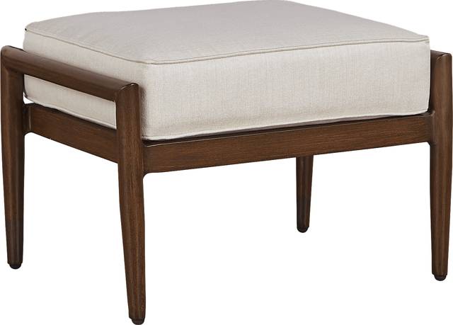 Jorgen Bronze Outdoor Ottoman with Vanilla Cushion - Thumbnail - Image 1