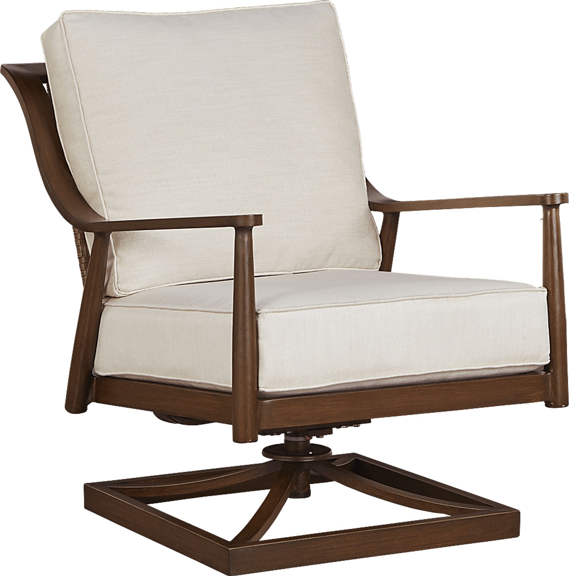Jorgen Bronze Outdoor Swivel Chair with Vanilla Cushions - Image 1