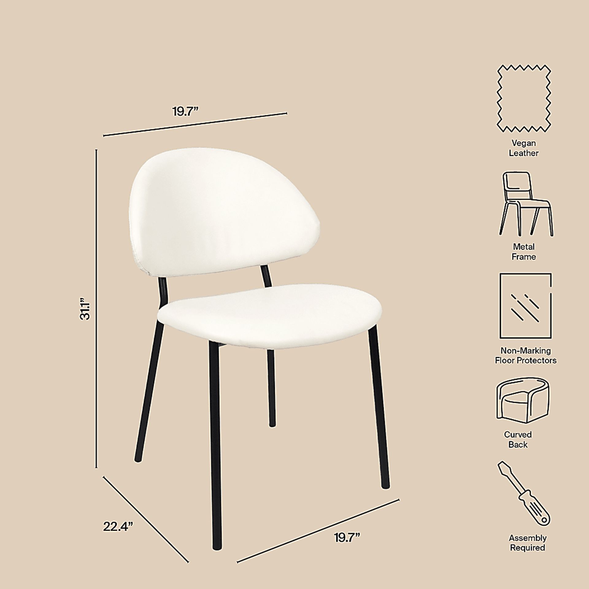 Joud White Side Chair, Set of 4 - Image 6
