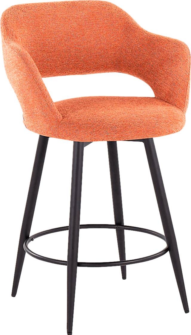 Jouett II Orange Swivel Counter Height Stool, Set of 2 - Thumbnail - Image 3