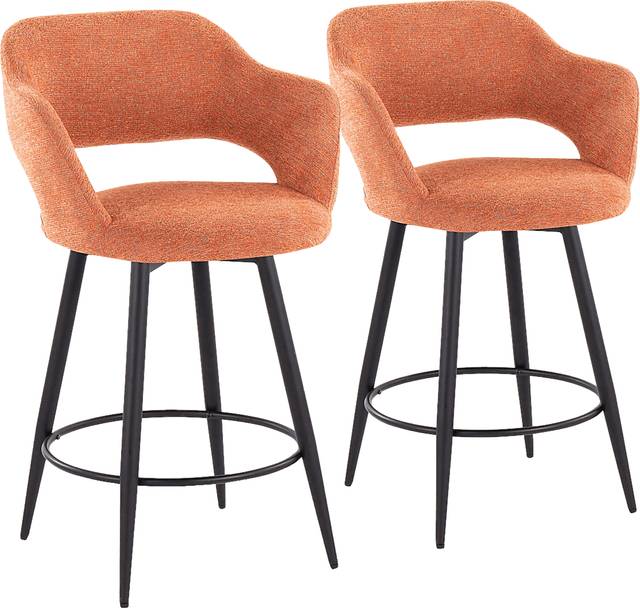 Jouett II Orange Swivel Counter Height Stool, Set of 2 - Thumbnail - Image 1