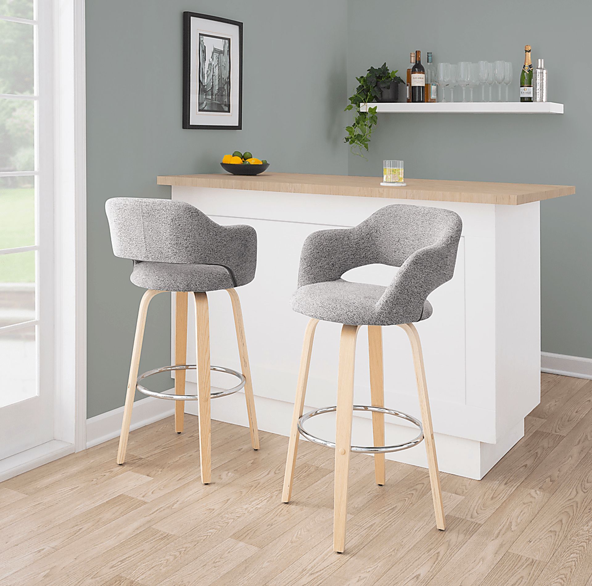 Jouett III Gray Swivel Barstool, Set of 2 - Image 2
