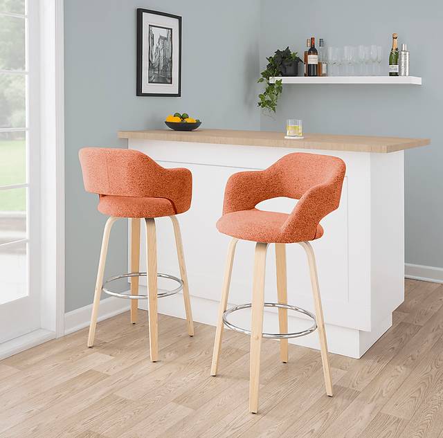 Jouett III Orange Swivel Barstool, Set of 2 - Thumbnail - Image 2