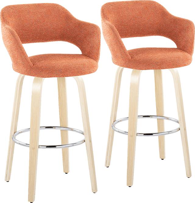 Jouett III Orange Swivel Barstool, Set of 2 - Thumbnail - Image 1