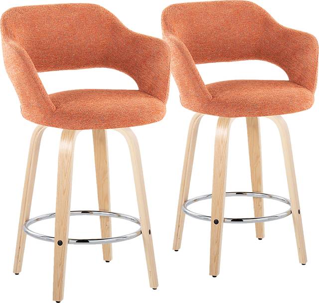 Jouett III Orange Swivel Counter Height Stool, Set of 2 - Thumbnail - Image 1