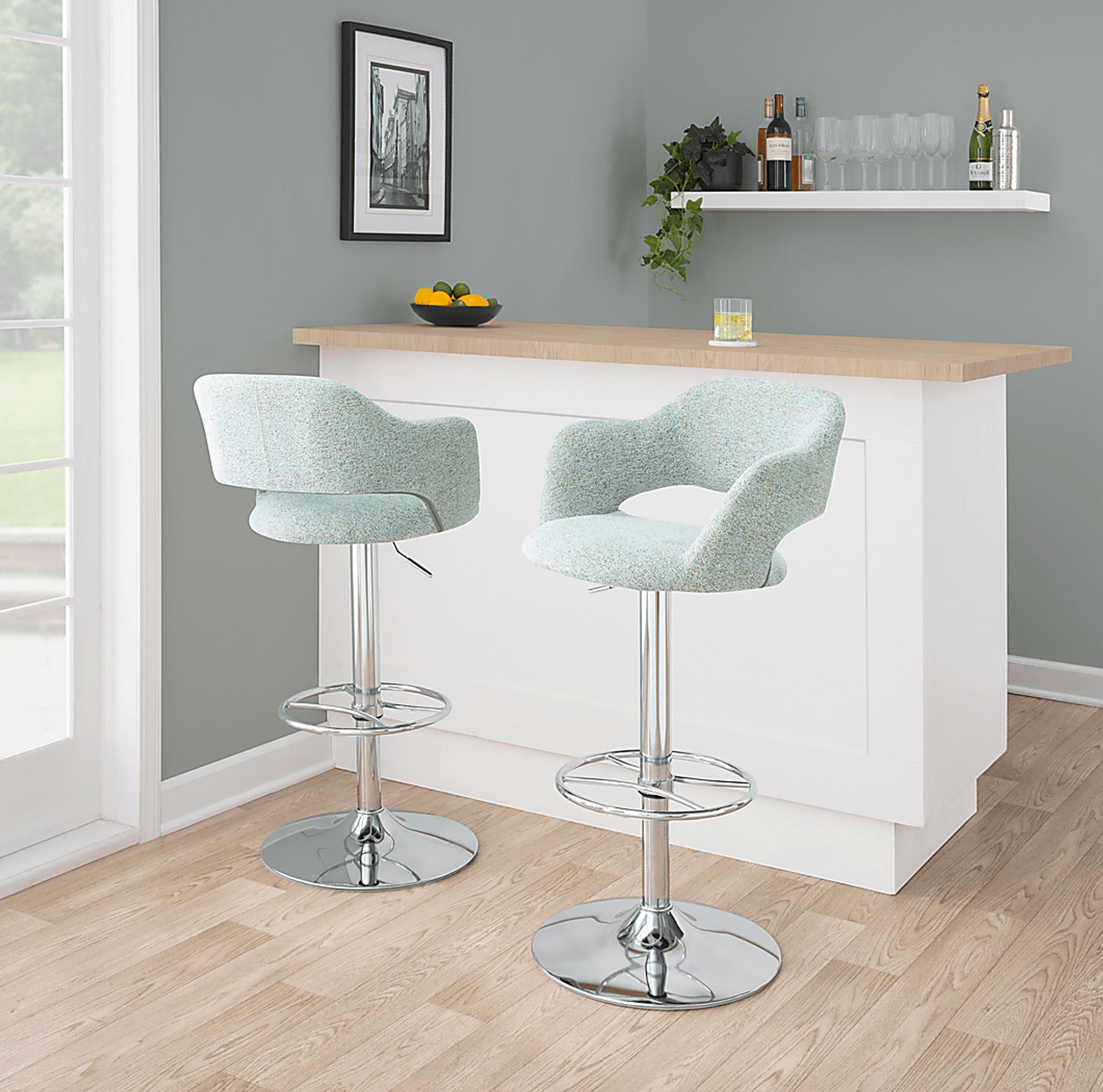 Jouett V Green Adjustable Barstool, Set of 2 - Image 2