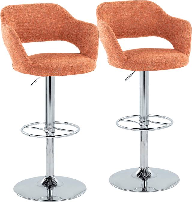 Jouett V Orange Adjustable Barstool, Set of 2 - Thumbnail - Image 1