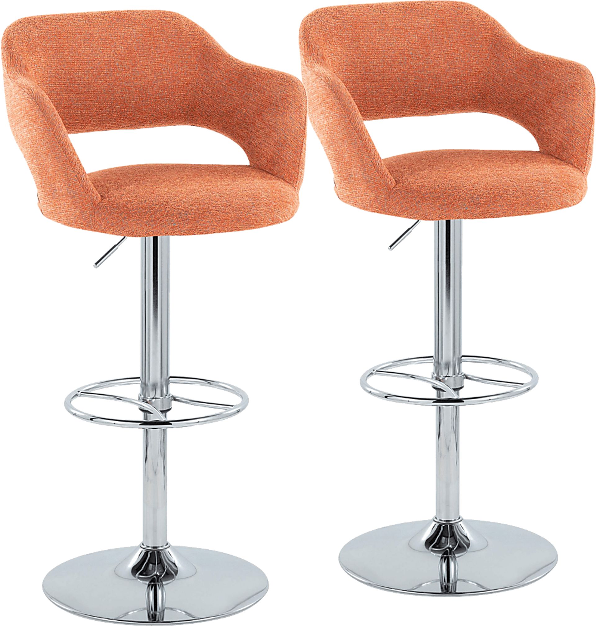 Jouett V Orange Adjustable Barstool, Set of 2 - Image 1