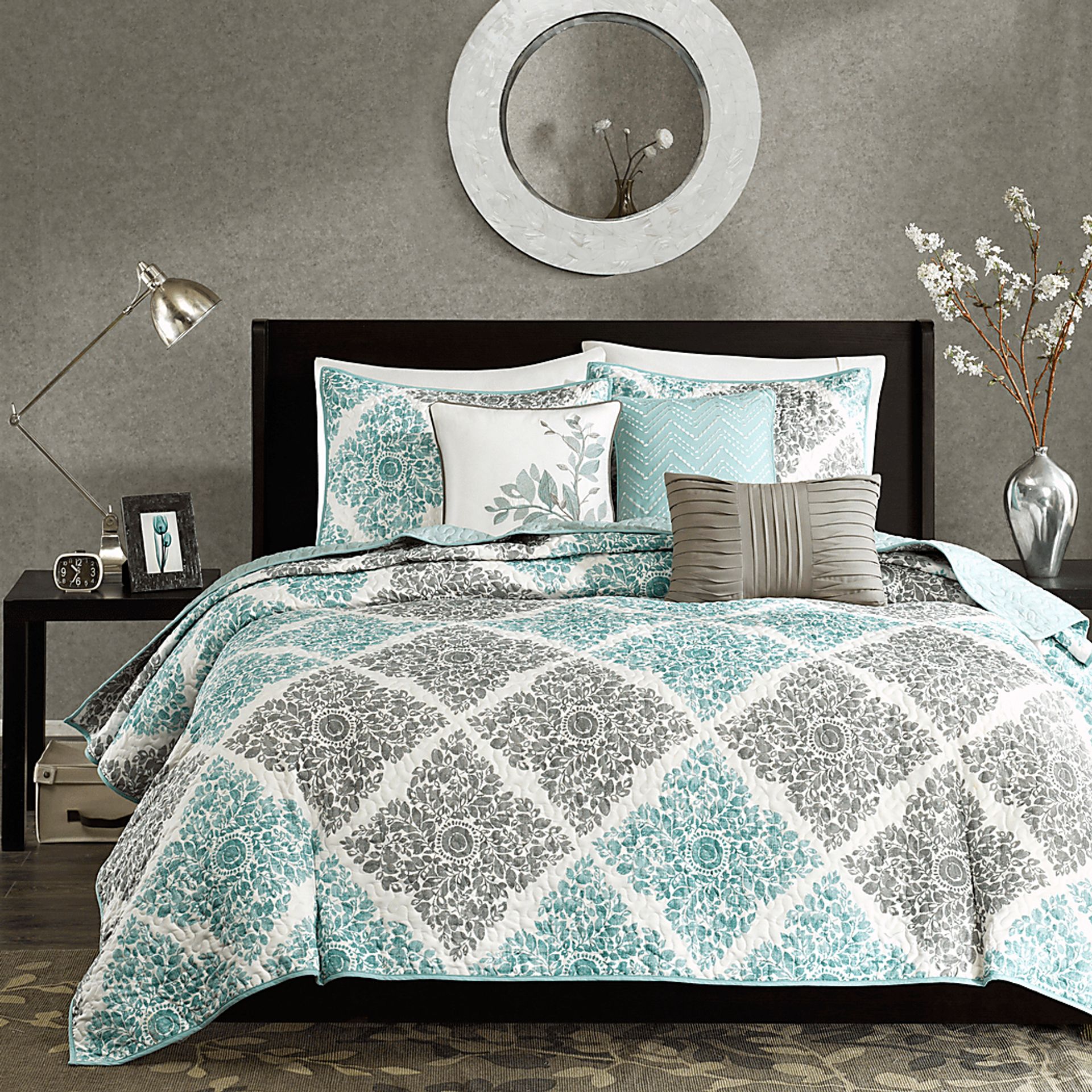 Joulee Blue 6 Pc Full/Queen Coverlet Set - Image 2