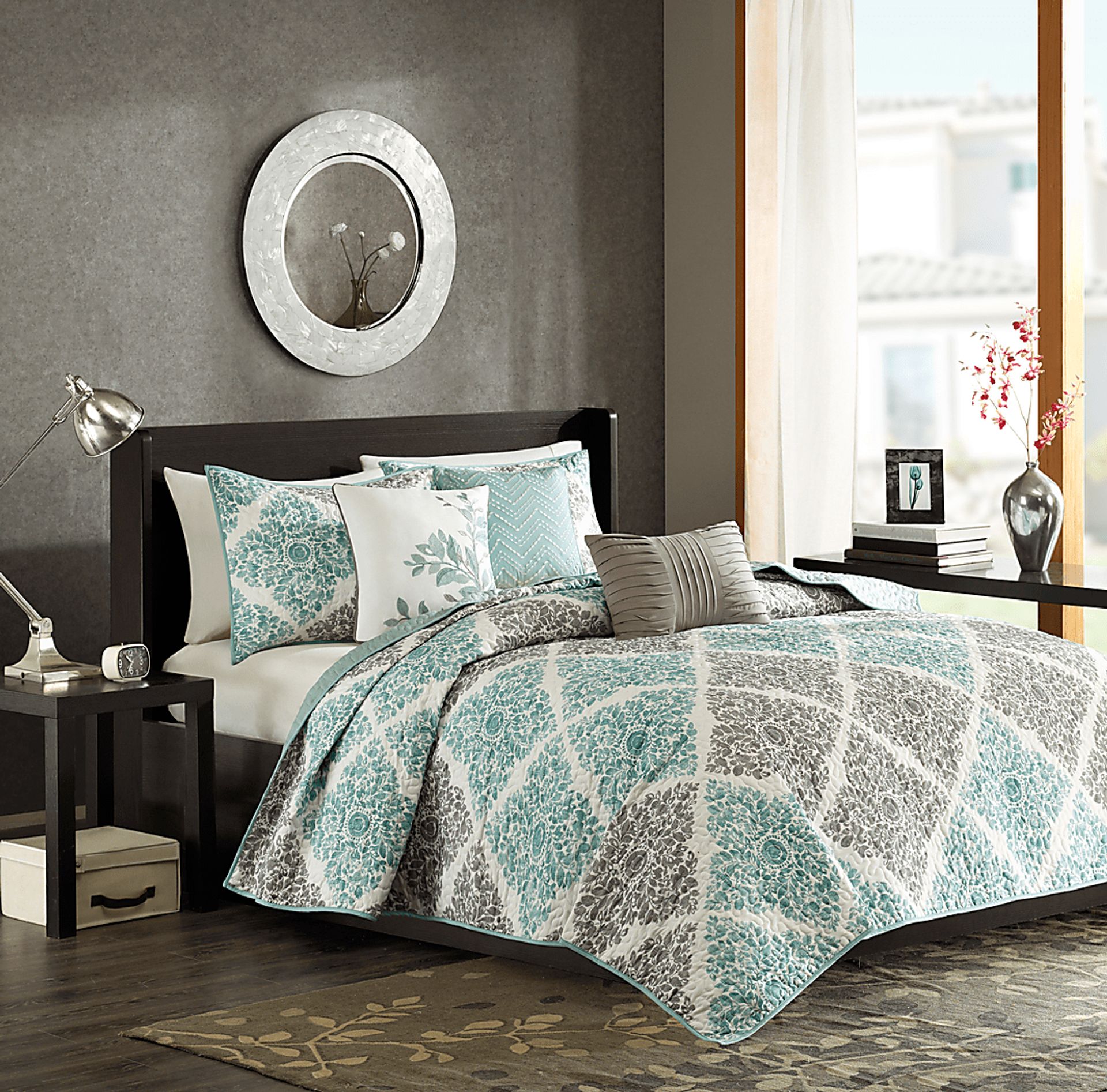 Joulee Blue 6 Pc Full/Queen Coverlet Set - Image 3