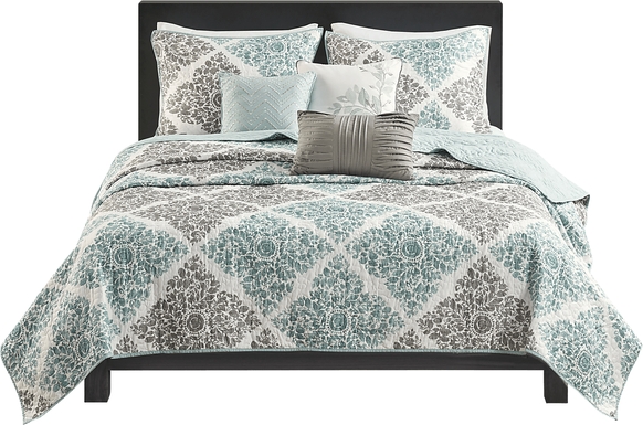 Joulee Blue 6 Pc Full/Queen Coverlet Set