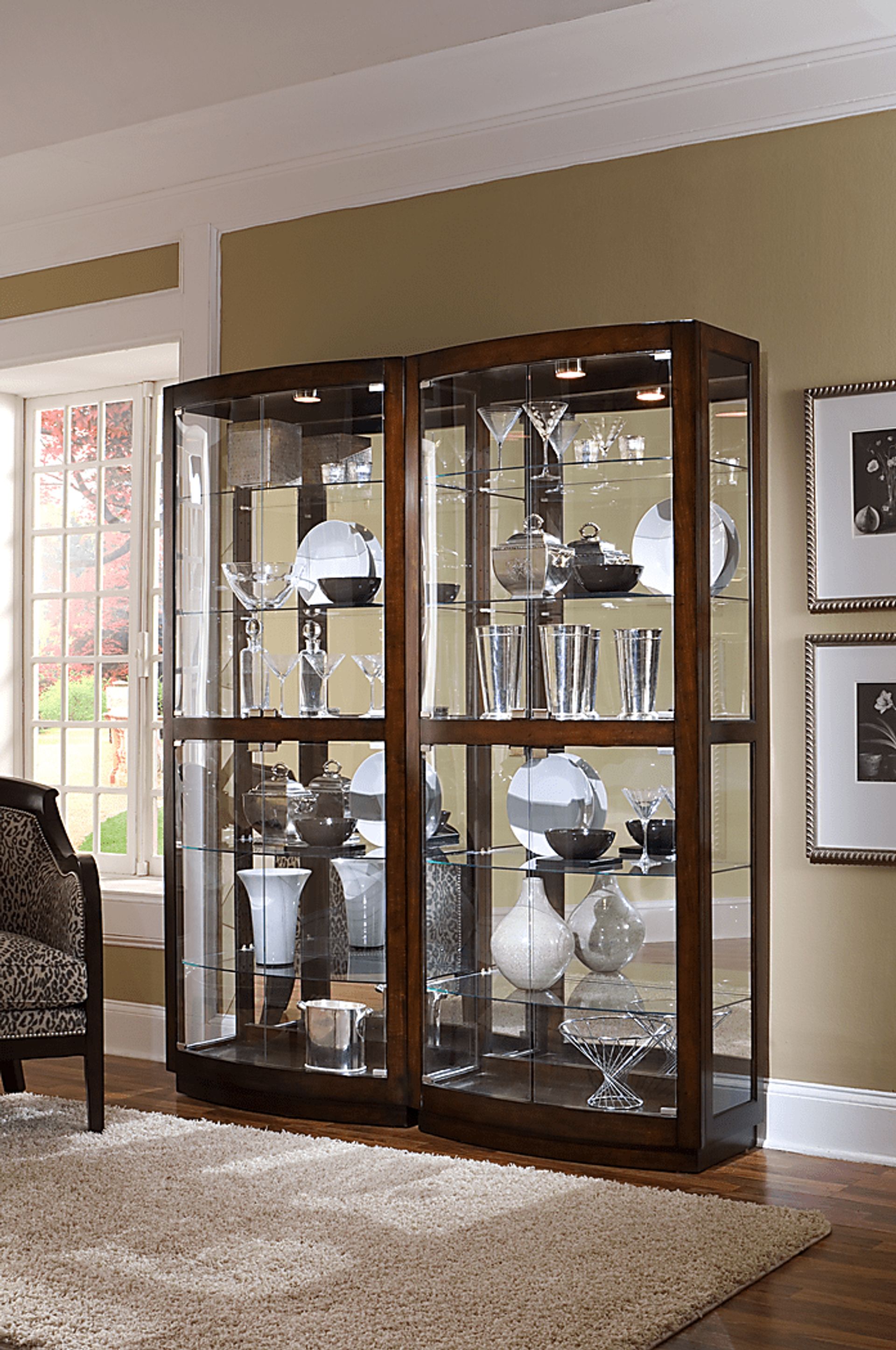 Joysunny Brown Curio Cabinet - Image 2