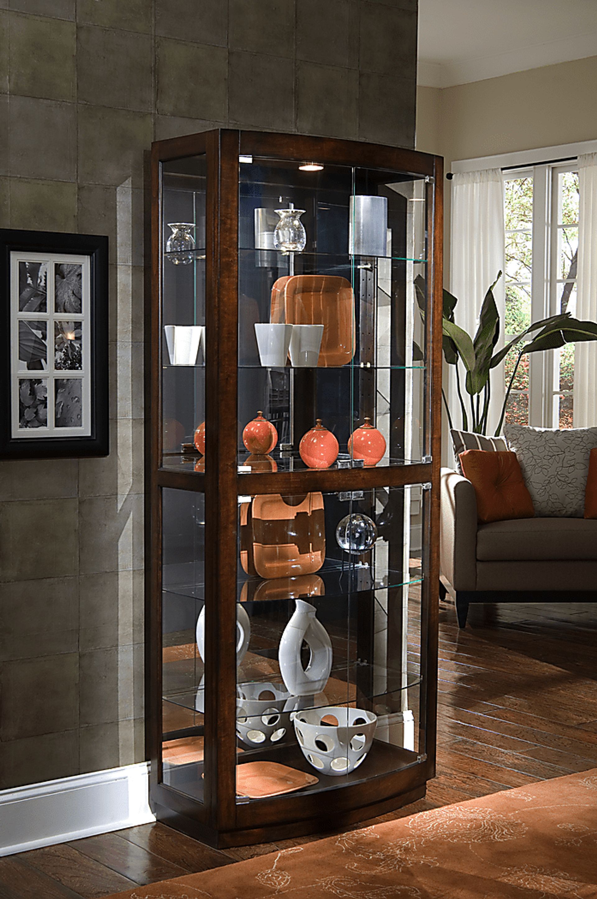 Joysunny Brown Curio Cabinet - Image 3