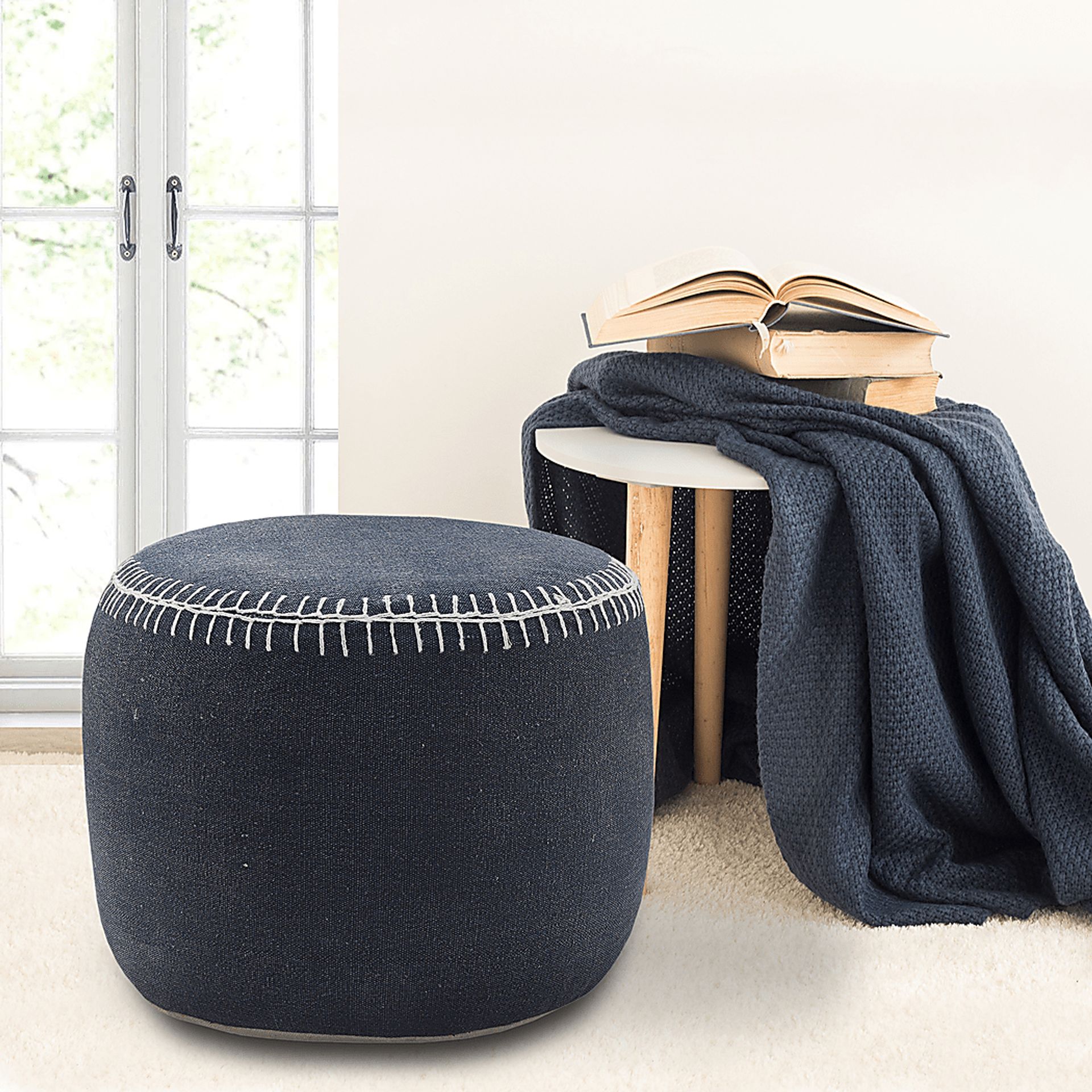 Jozette Navy Pouf - Image 2