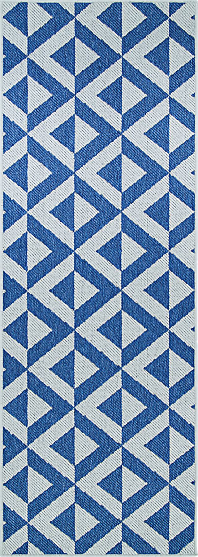 Jozlyn Blue 2'3 x 7'10 Indoor/Outdoor Runner Rug - Thumbnail - Image 1