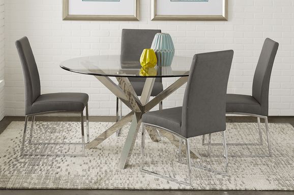 Jules Gray 5 Pc Dining Set with Charcoal Chairs