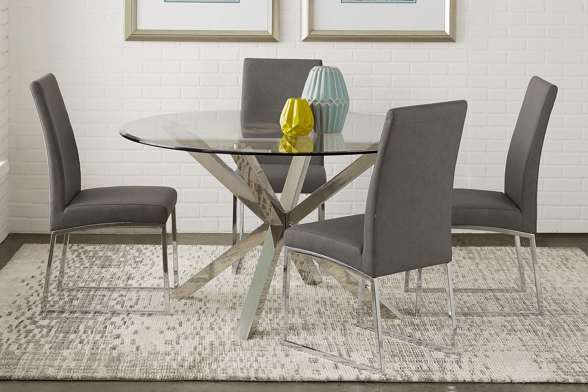 Jules Gray 5 Pc Dining Set with Charcoal Chairs - Image 1