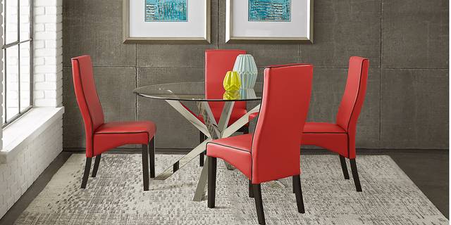Jules Gray 5 Pc Dining Set with Cinnabar Chairs - Thumbnail - Image 2