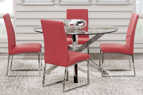 Jules Gray 5 Pc Dining Set with Cinnabar Chairs