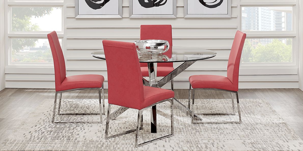 Jules Gray 5 Pc Dining Set with Cinnabar Chairs