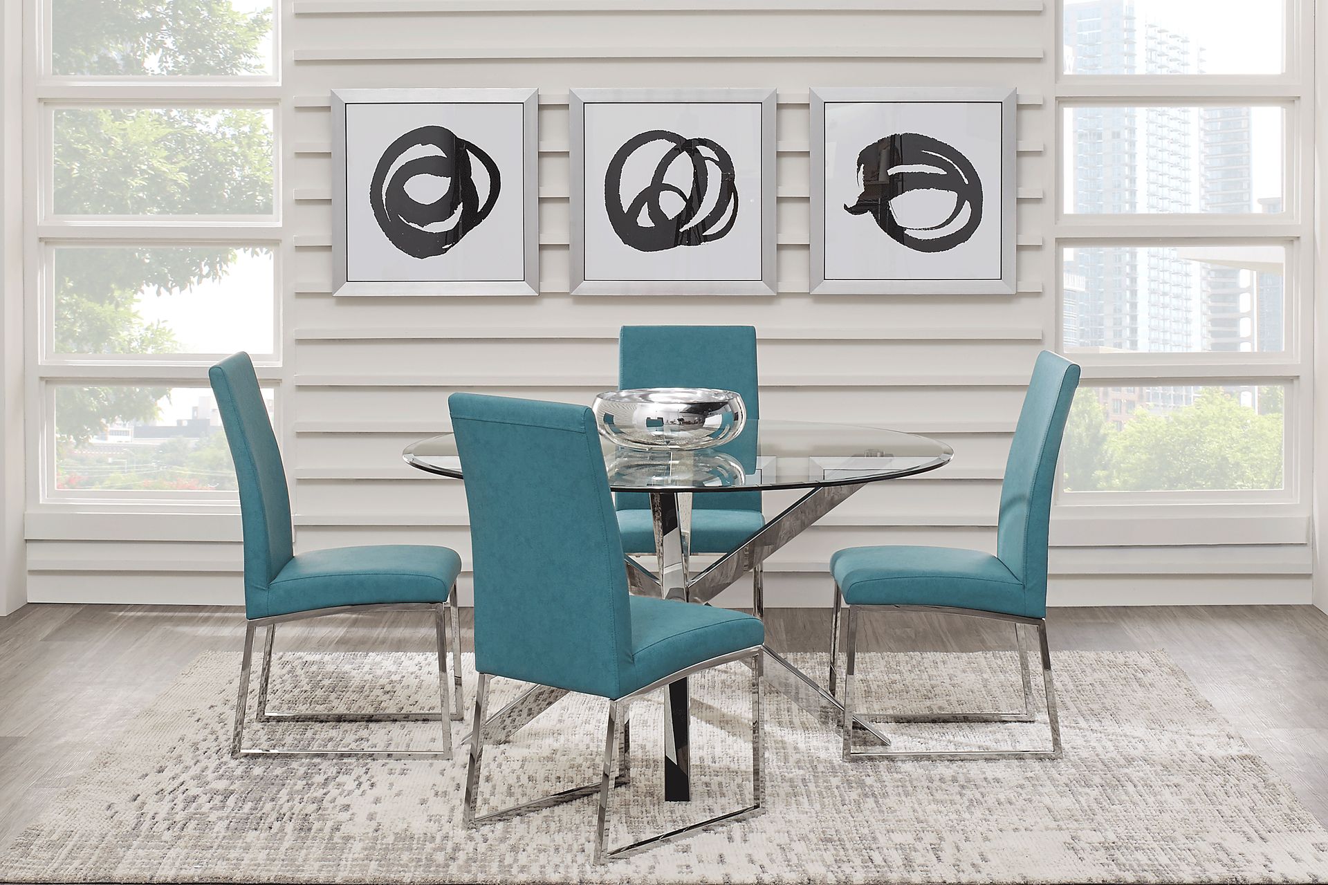 Jules Gray 5 Pc Dining Set with Ocean Chairs - Image 1